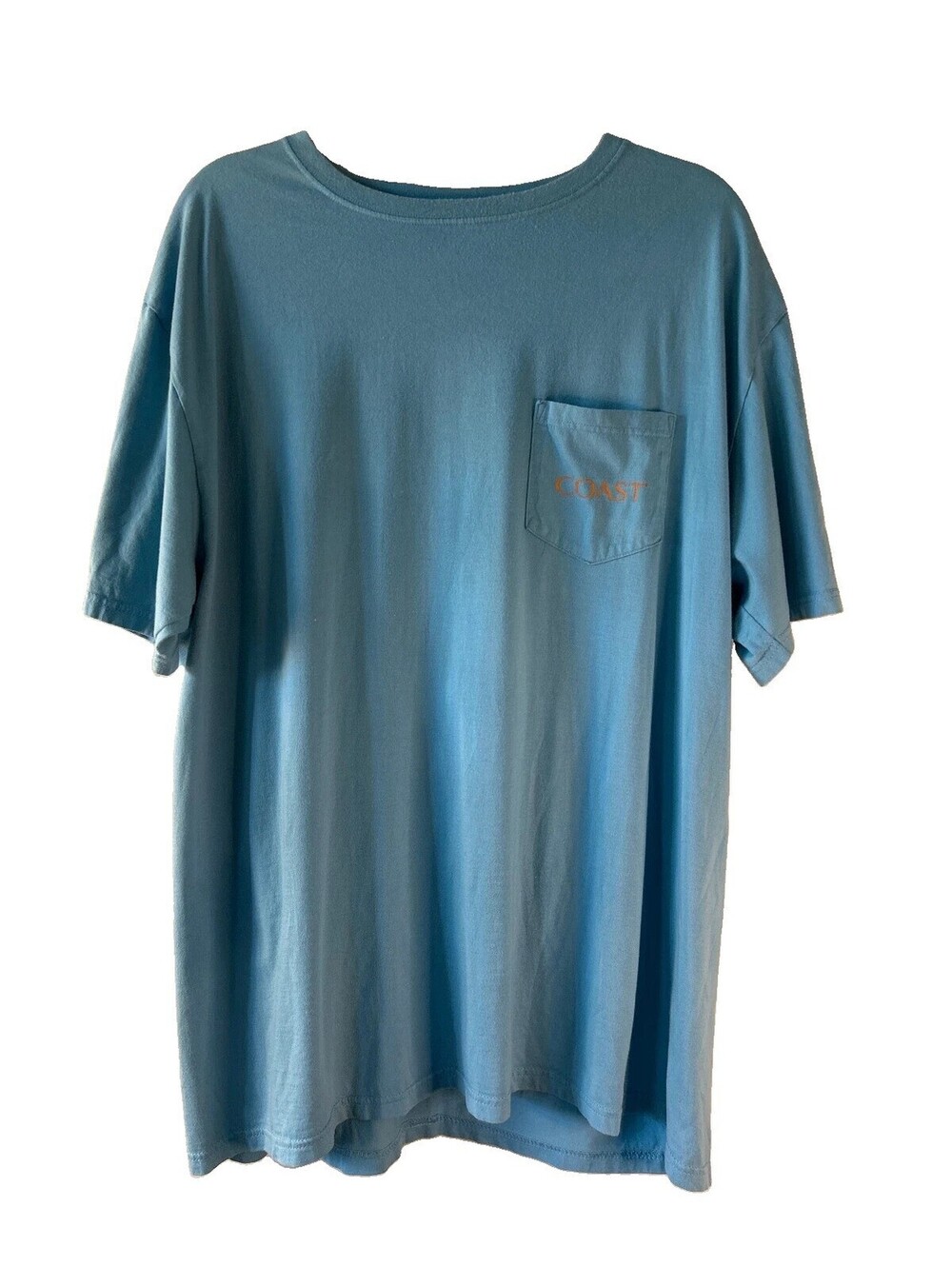 Coast Pima Cotton Pocket T-Shirt XL Blue Graphic Back Print Made USA Tee - Picture 2 of 3